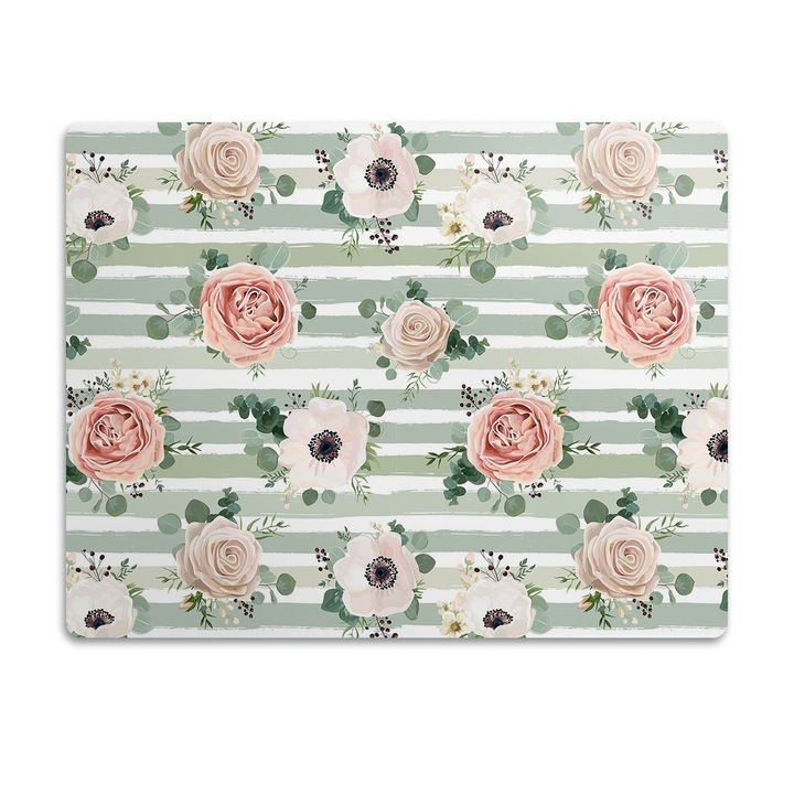 Covor PVC. Tulup. Vinil. Trandafiri In Dungi. Verde. 45x35 cm. 010250340010100030131