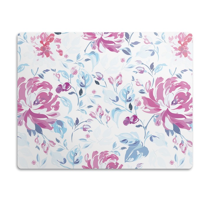 Covor PVC. Tulup. Vinil. Flori Violete. Turcoaz. 90x60 cm. 010250340030100030858