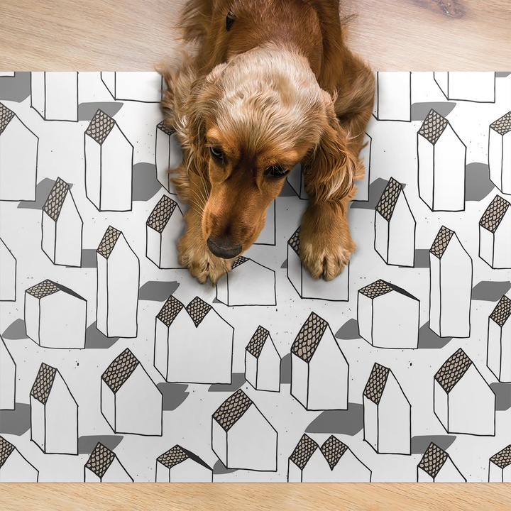 Covor PVC. Tulup. Vinil. Case Moderne. Alb. 45x35 cm. 010250340010100011804