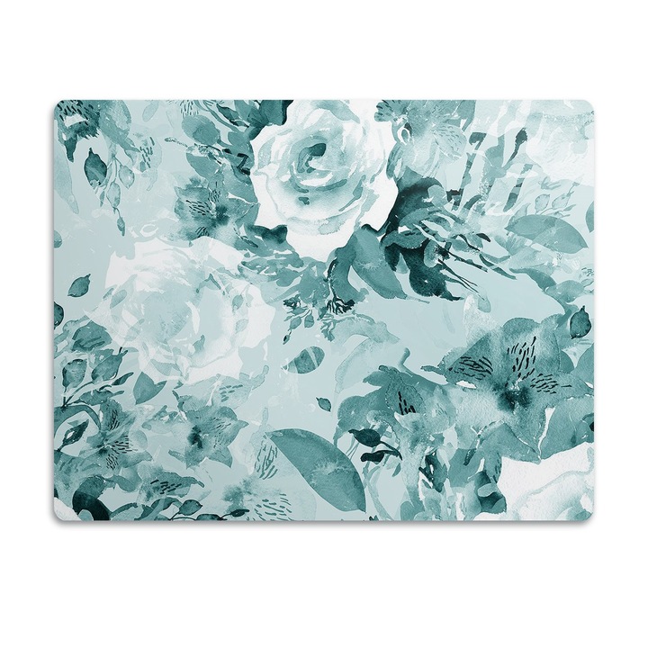 Covor PVC. Tulup. Vinil. Flori Albastre. Turcoaz. 90x60 cm. 010250340030100019439