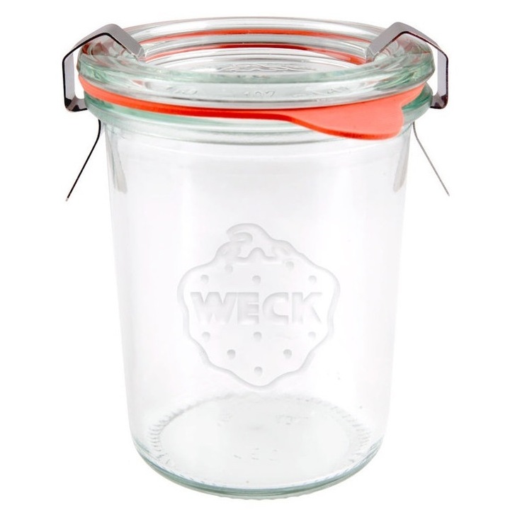 Borcan, Weck, Sticla, 160 ml, Transparent/ Rosu