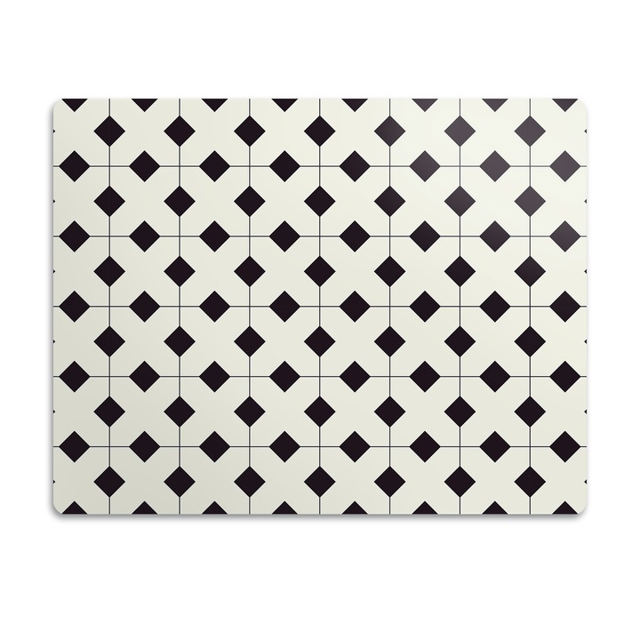 Covor PVC. Tulup. Vinil. Model Geometric. Alb. 90x60 cm. 010250340030100030401