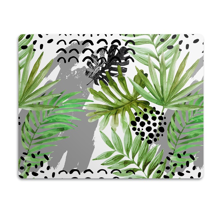 Covor PVC. Tulup. Vinil. Frunze Tropicale. Gri. 90x60 cm. 010250340030100030236