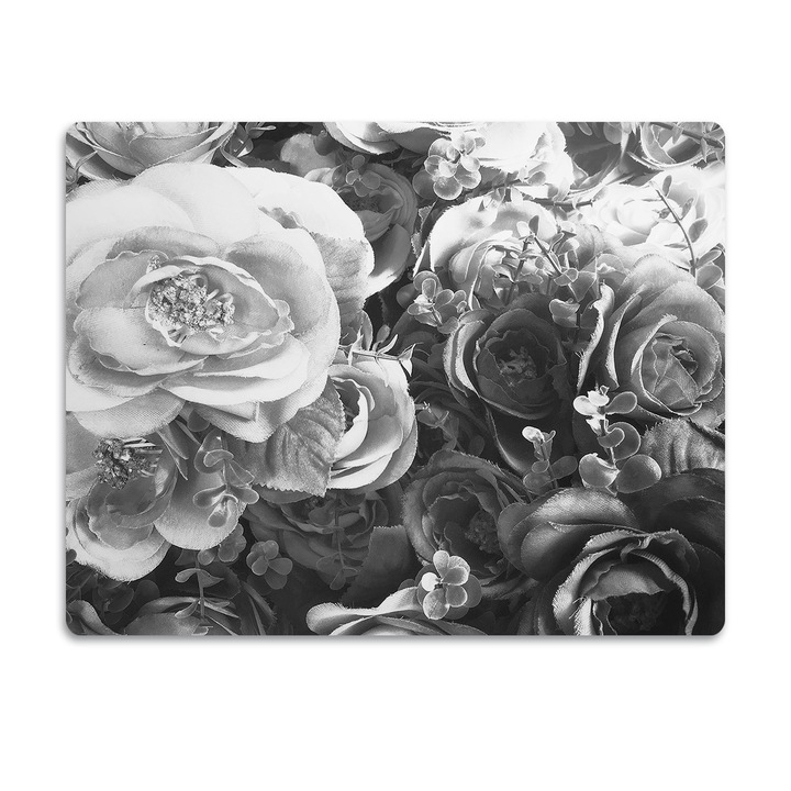 Covor PVC. Tulup. Vinil. Trandafiri Retro. Negru. 90x60 cm. 010250340030100051115