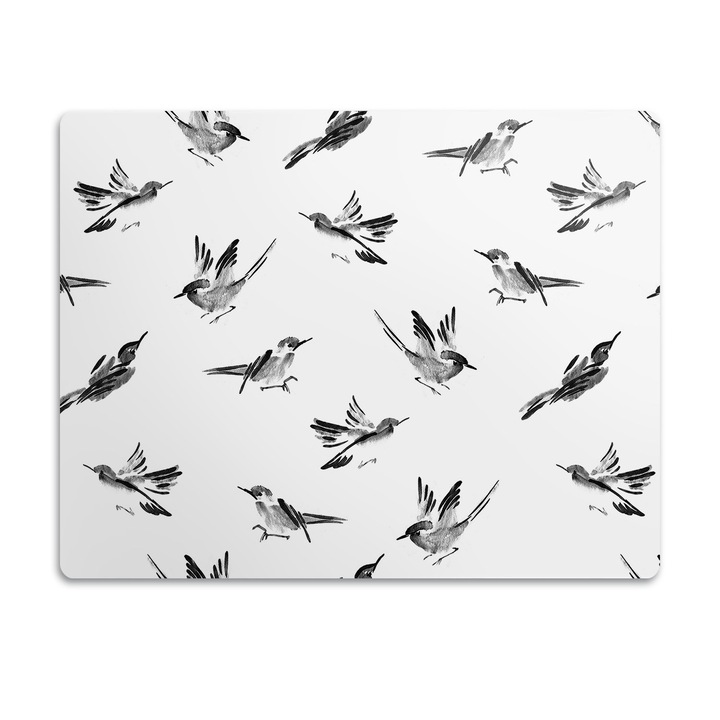 Covor PVC. Tulup. Vinil. Vrabii Pictate. Gri. 90x60 cm. 010250340030100030108