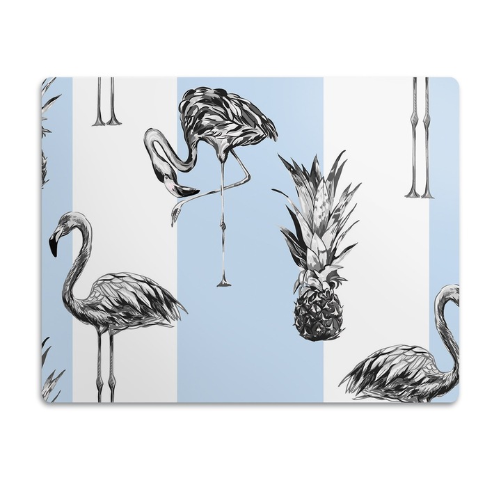 Covor PVC. Tulup. Vinil. Ananas Flamingo. Albastru. 90x60 cm. 010250340030100030400