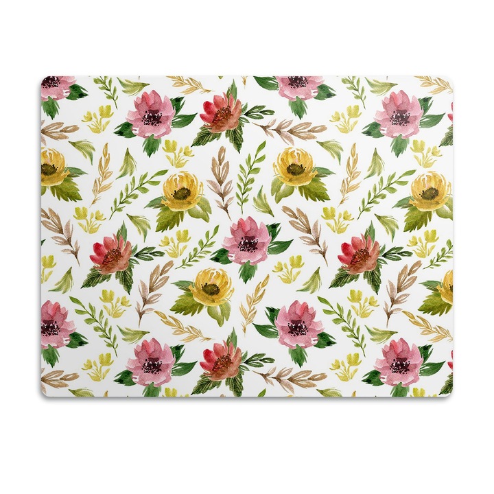 Covor PVC. Tulup. Vinil. Acuarela Flori. Galben. 90x60 cm. 010250340030100054864