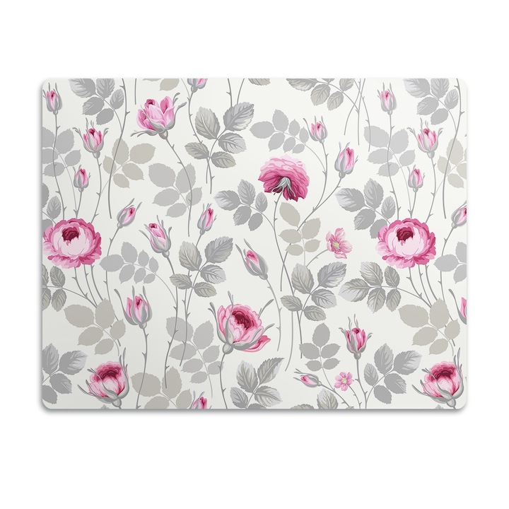 Covor PVC. Tulup. Vinil. Trandafiri Pastel. Gri. 90x60 cm. 010250340030100012615