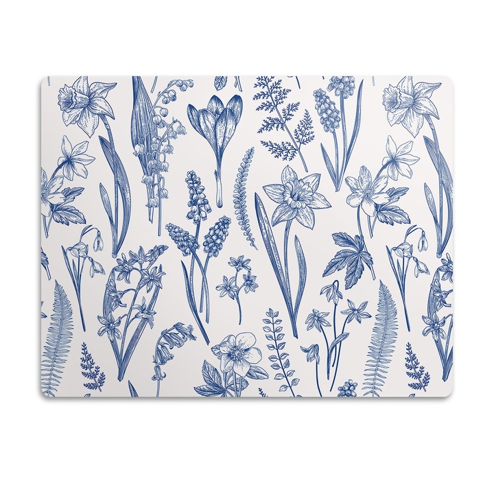 Covor PVC. Tulup. Vinil. Flori De Padure. Albastru. 90x60 cm. 010250340030100030819