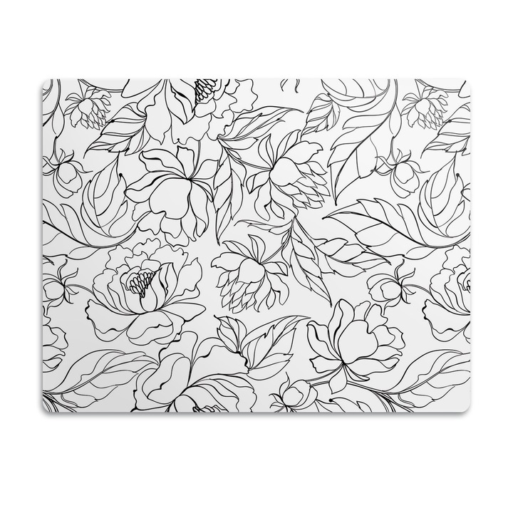 Covor PVC. Tulup. Vinil. Flori De Bujor. Negru. 90x60 cm. 010250340030100030478