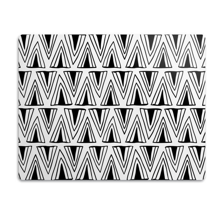 Covor PVC. Tulup. Vinil. Model De Triunghiuri. Negru. 60x40 cm. 010250340020100031332