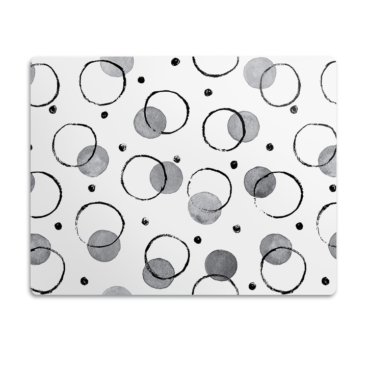 Covor PVC. Tulup. Vinil. Cercuri De Cerneala. Negru. 60x40 cm. 010250340020100030701