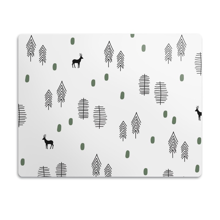 Covor PVC. Tulup. Vinil. Cerb In Padure. Alb. 90x60 cm. 010250340030100012278