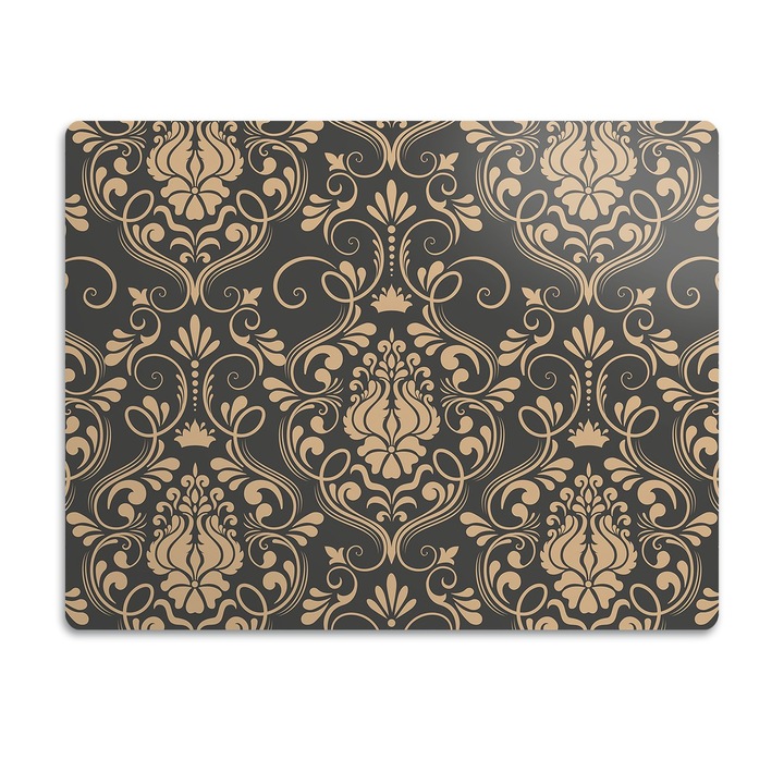 Covor PVC. Tulup. Vinil. Ornament De Aur. Negru. 90x60 cm. 010250340030100030009