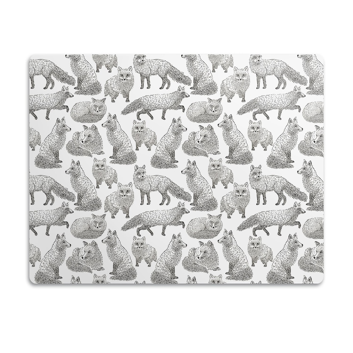Covor PVC. Tulup. Vinil. Desenand Vulpi. Alb. 90x60 cm. 010250340030100012657