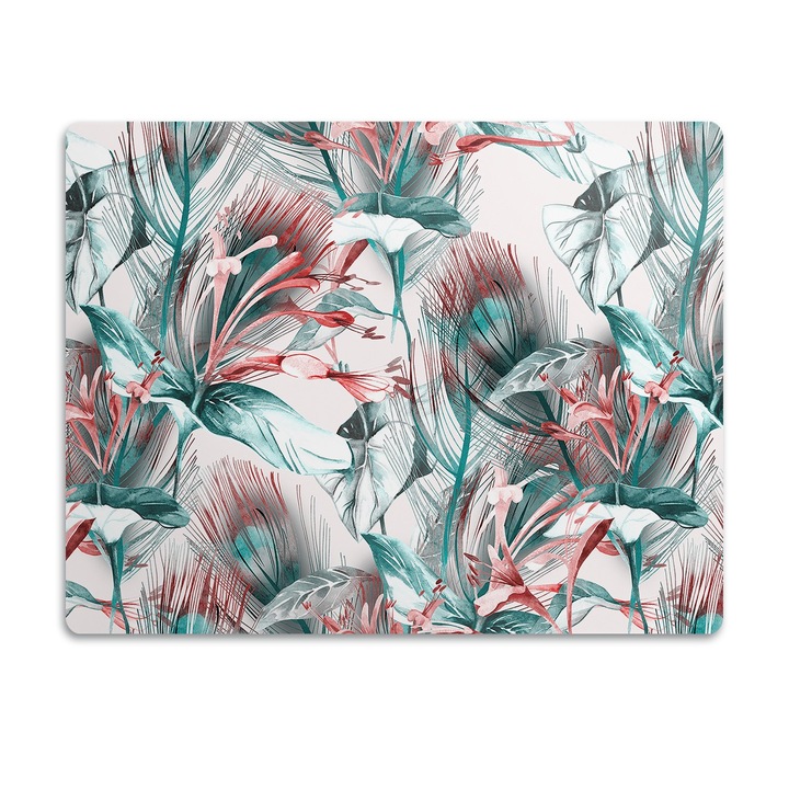 Covor PVC. Tulup. Vinil. Desen Tropical. Rosu. 90x60 cm. 010250340030100030841