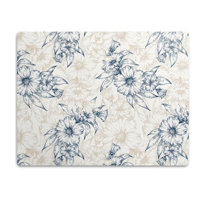 Covor PVC. Tulup. Vinil. Arta Florala. Bej. 90x60 cm. 010250340030100030260