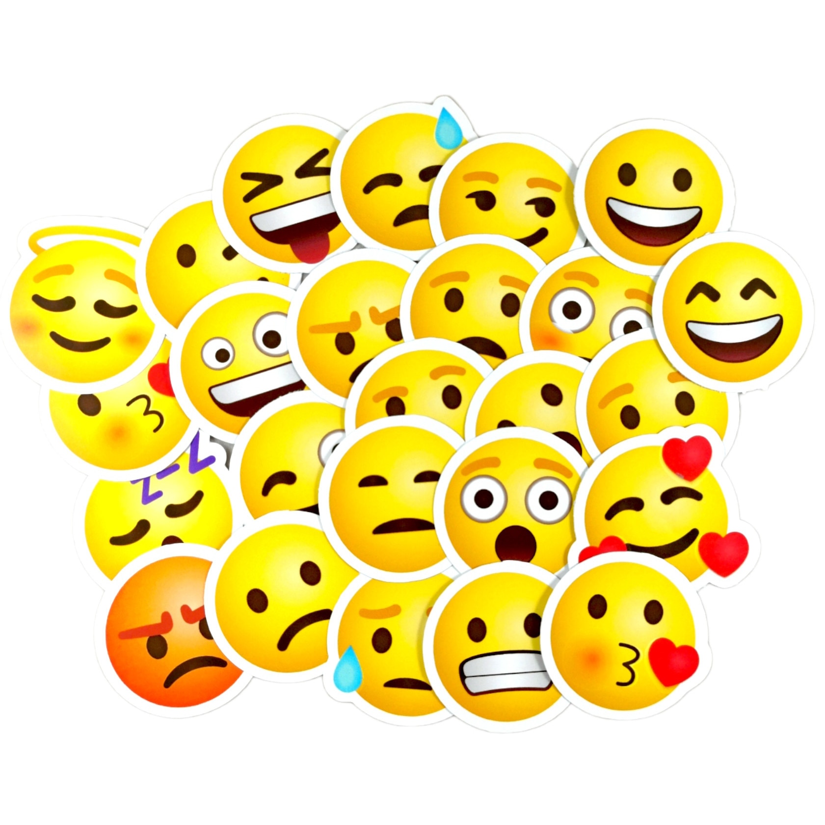 Set Stickere haioase adezive 30 bucati Waterproof Pvc, Emoticoane Emojy ...
