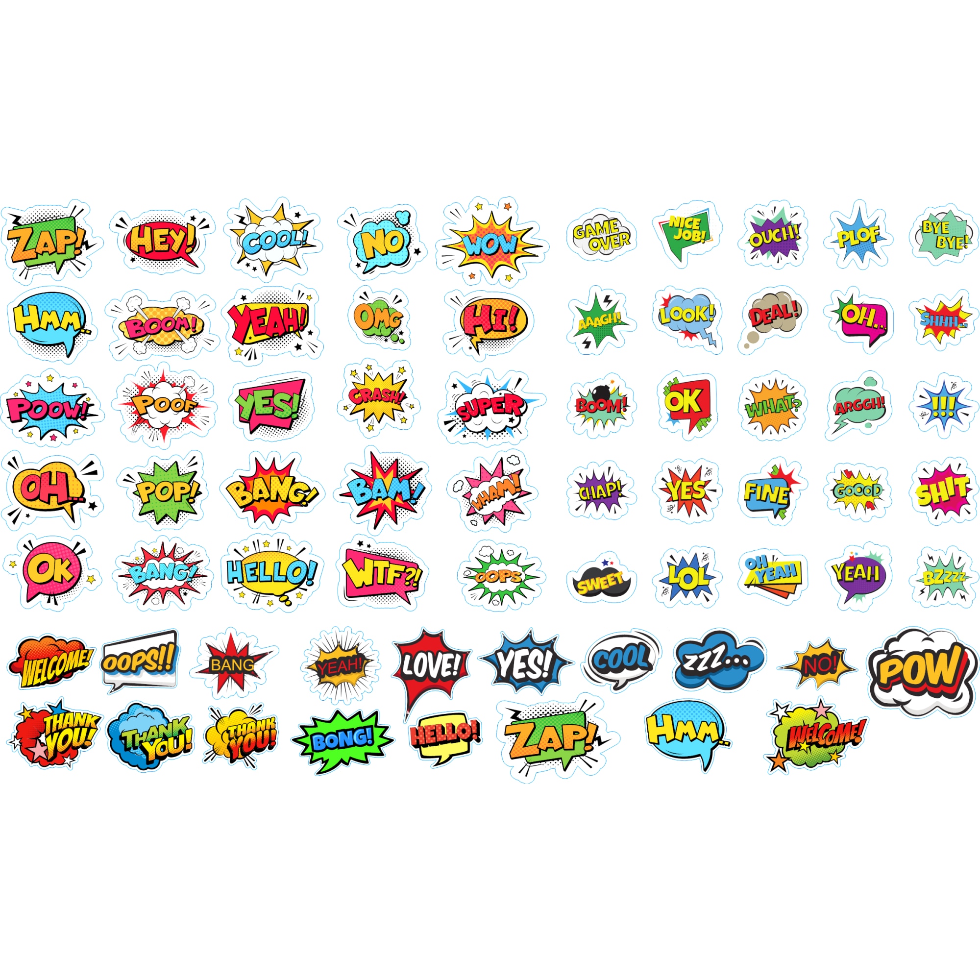 Set Stickere simpatice adezive 65 bucati Waterproof Pvc, Emoticoane ...