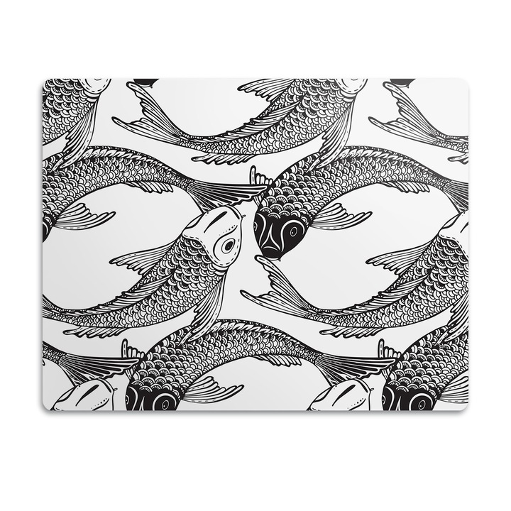 Covor PVC. Tulup. Vinil. Peste Koi. Alb. 90x60 cm. 010250340030100030670