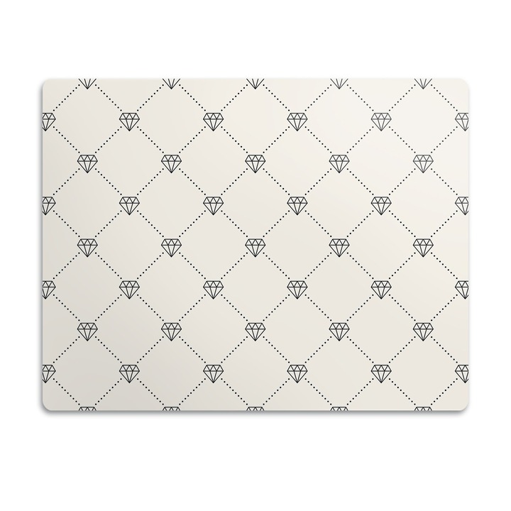 Covor PVC. Tulup. Vinil. Model De Diamant. Negru. 90x60 cm. 010250340030100030607