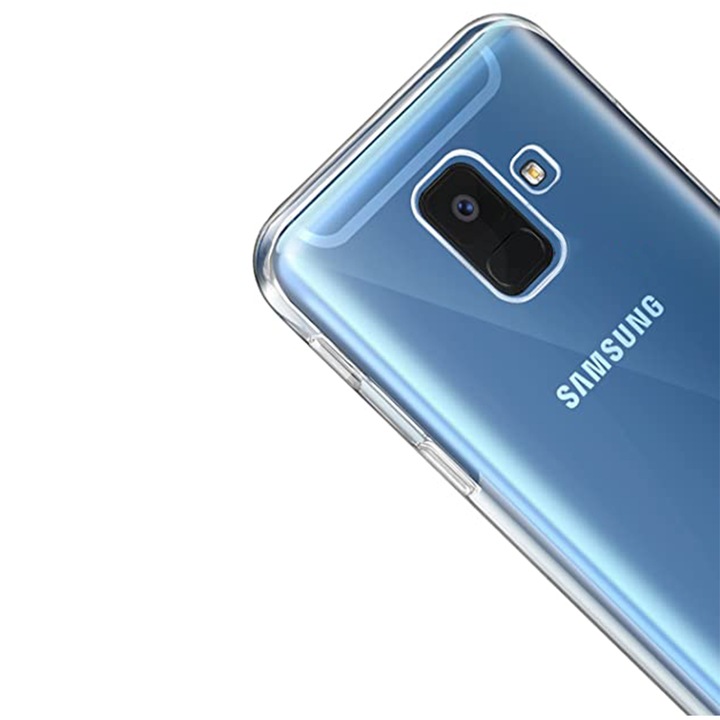 Husa 360 compatibila cu Samsung Galaxy J4 Plus, Transparenta fata si spate, Protectie completa, FullBody, Anti-ingalbenire, Silicon TPU