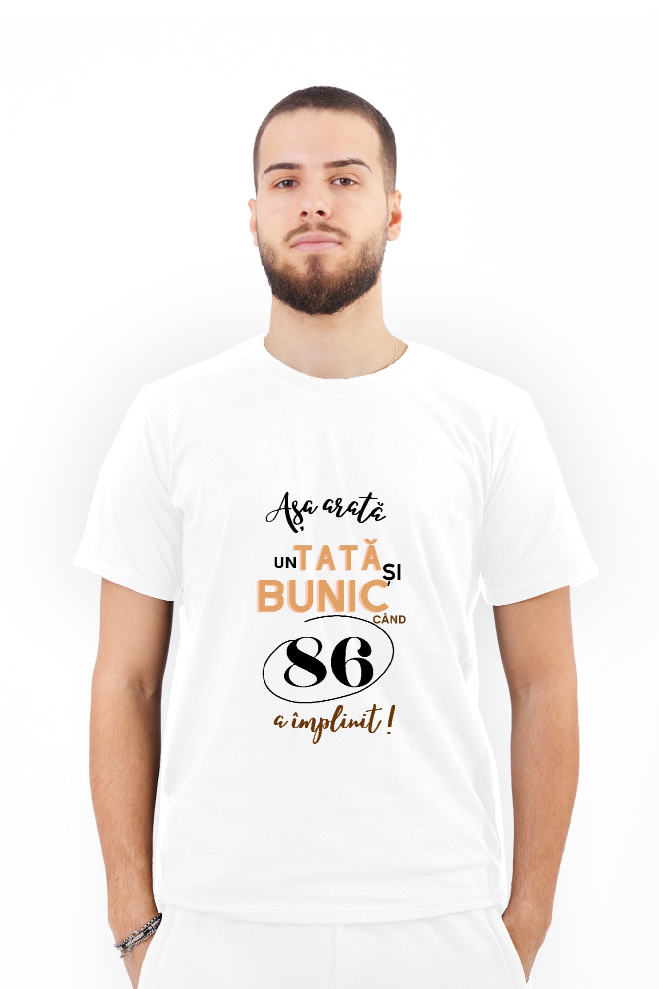 Tricou Pentru Barbati Personalizat Cu Mesaj Text Tata Si Bunic 86 A