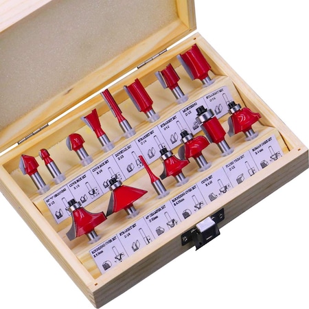 Set freza lemn 15 bucati, BYONDSELF®, 6.35mm, cutie depozitare