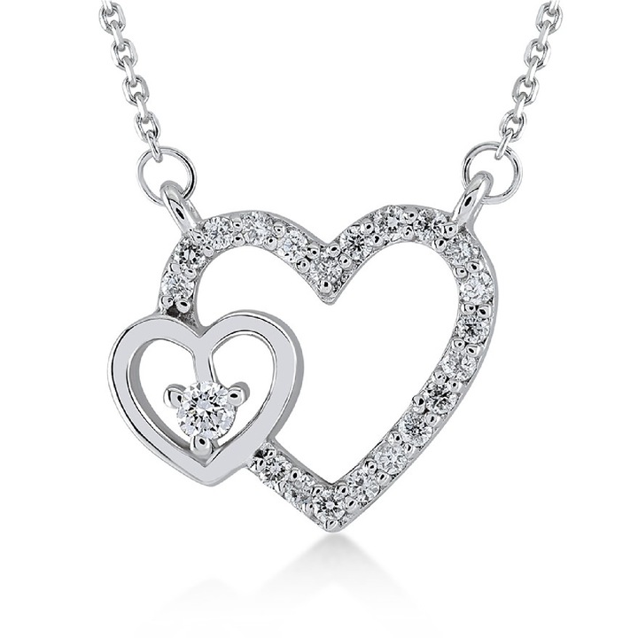 Colier din Aur Alb de 14K cu Diamante naturale de 0.10 Carate Sandra Ferretti