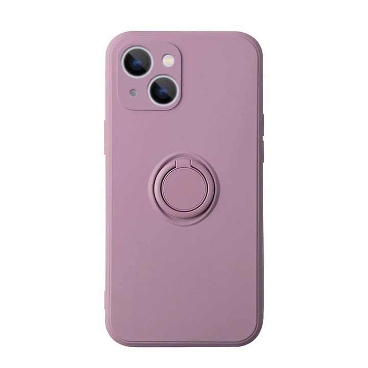 Husa de protectie pentru Apple iPhone 14 Plus, Rezistenta la socuri, Protectie camera, Cu inel de prindere metalic, Mov