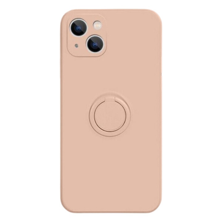 Husa de protectie pentru Apple iPhone 14 Plus, Rezistenta la socuri, Protectie camera, Cu inel de prindere metalic, Roz
