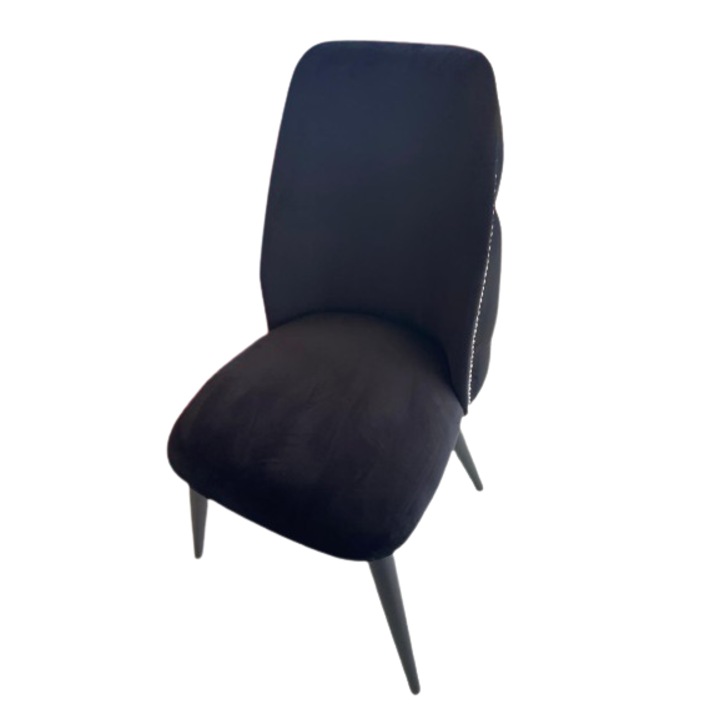 Scaun Focus cu spatar capitonat, catifea, negru, 95 cm