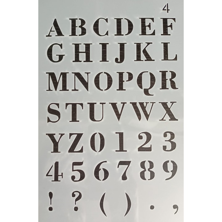 Sablon cu Litere, Cifre si Semne Punctuatie pentru Decorat Torturi si Prajituri prin Presarare, 26 x 17.5 cm, PVC, ORGINAL DEALS