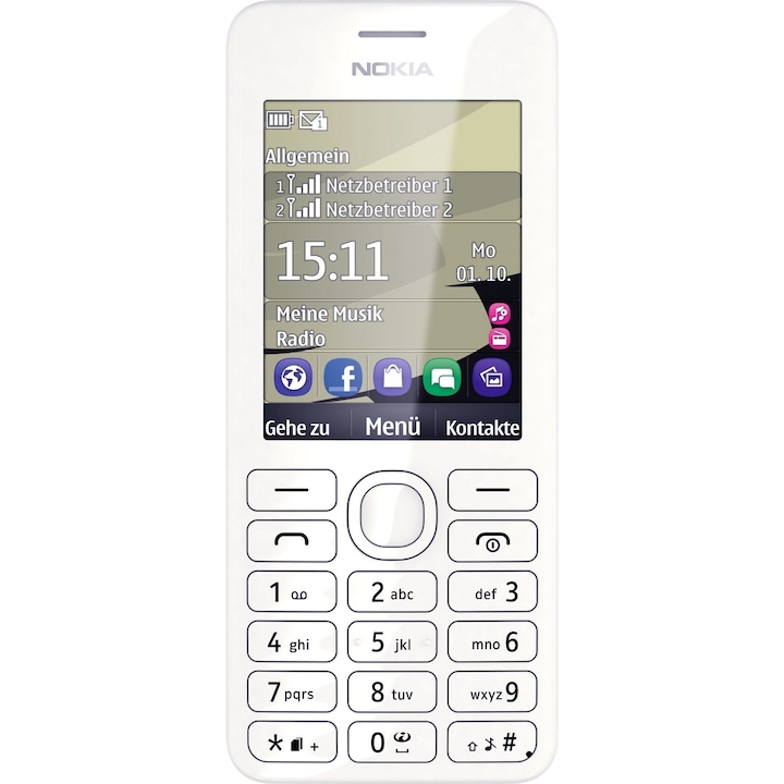 Telefon mobil Nokia 206 Dual SIM, White