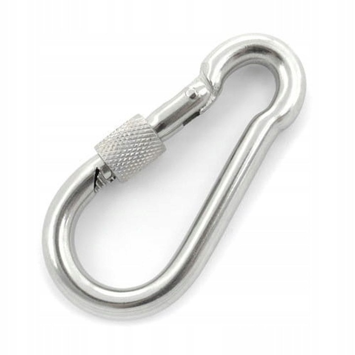 Karabiner, Fém, 8x3,9 cm, 230 kg, Szürke