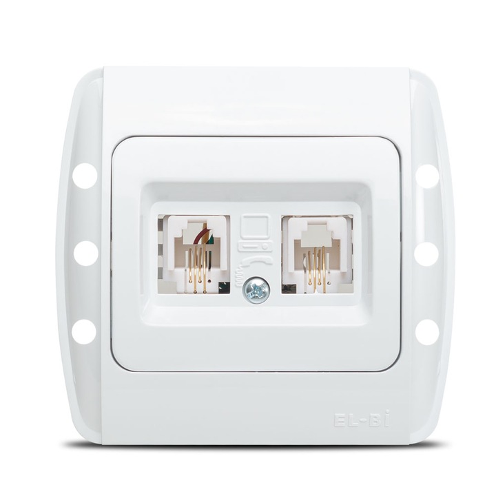 Priza Dubla Telefon Elbi Zirve ST Alb