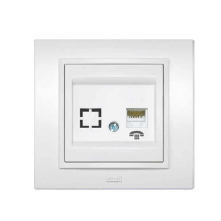 Priza Telefon Euro Elbi Zena ST Alb