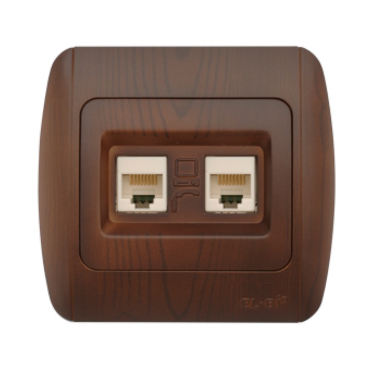 Priza Dubla UTP 2xRJ45 Cat6E Elbi Zirve ST Nuc Inchis