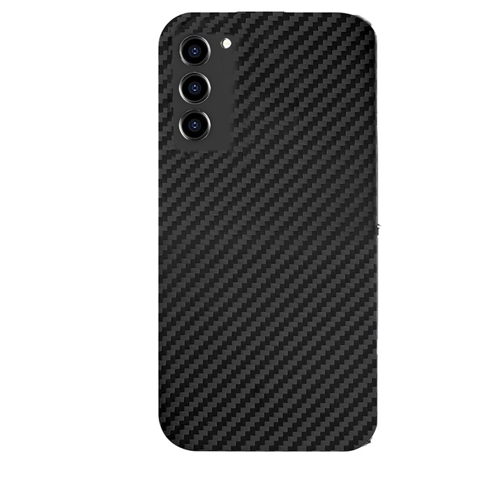 Husa Carbon Aramid Fiber Look, Compatibila cu Samsung Galaxy S23 Plus, Design subtil antialunecare, Margini ridicate, Finisaj mat, Negru