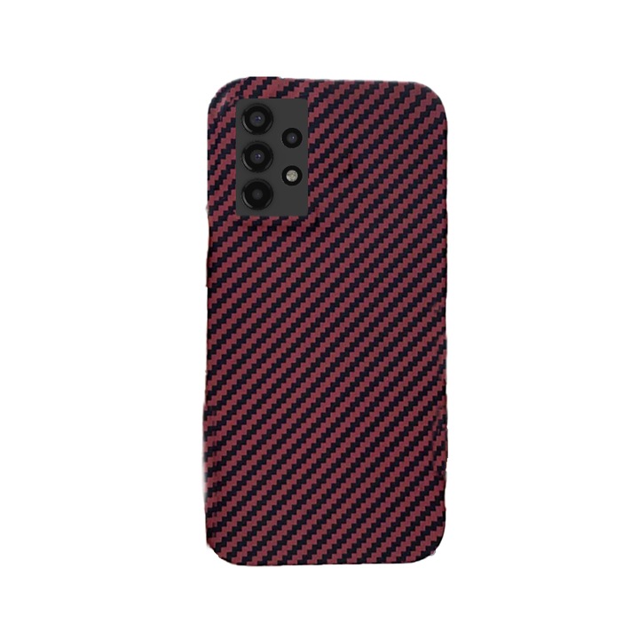 Калъф с вид на въглеродни арамидни влакна, съвместим със Samsung Galaxy A13 4G, фин дизайн против приплъзване, повдигнати ръбове, матово покритие, червен