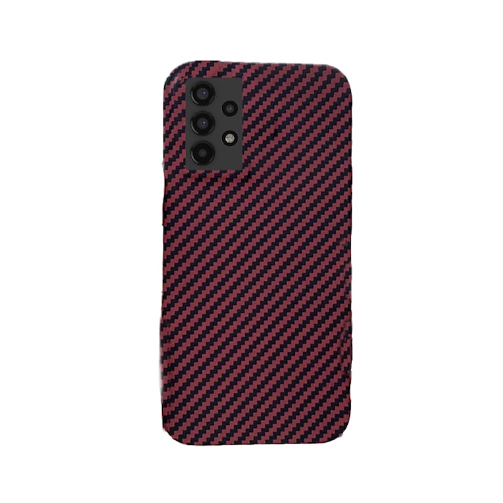 Калъф с вид на въглеродни арамидни влакна, съвместим със Samsung Galaxy A53 5G, фин дизайн против приплъзване, повдигнати ръбове, матово покритие, червен