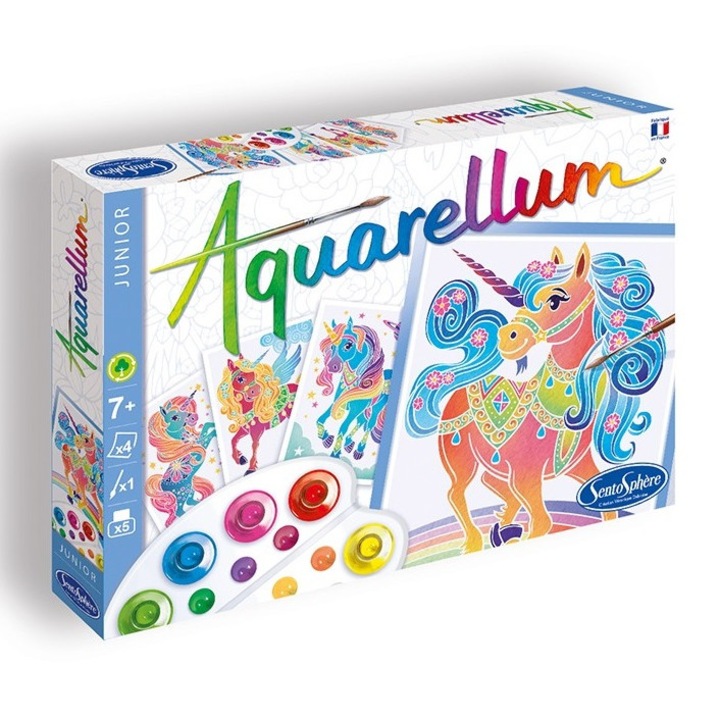 Творчески комплект, Aquarellum Junior Unicorni, Sentosphere, 25x18 см, 7 години+