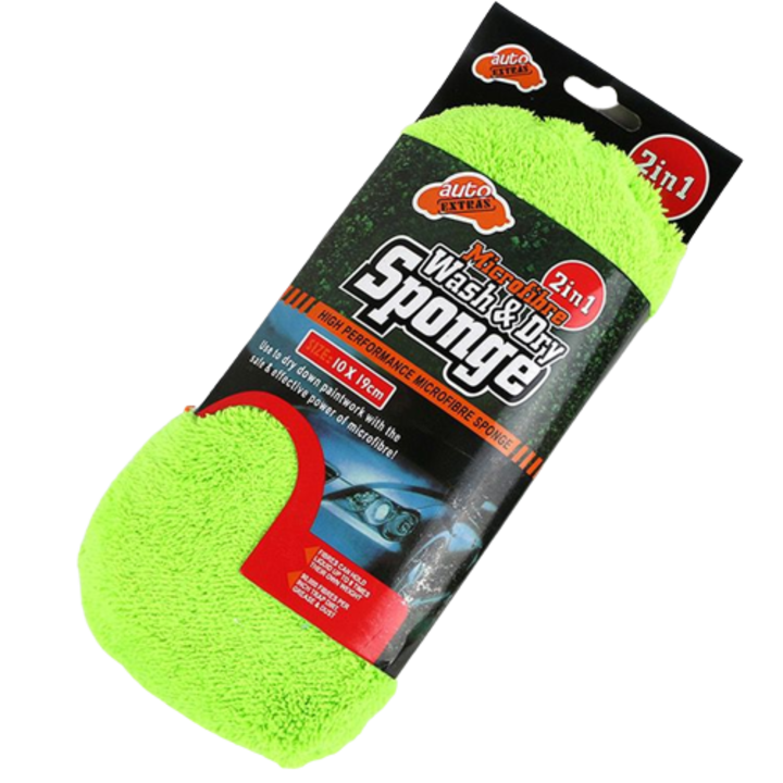 Burete din microfibra 2 in 1 pentru masina, 19x10x5cm, verde