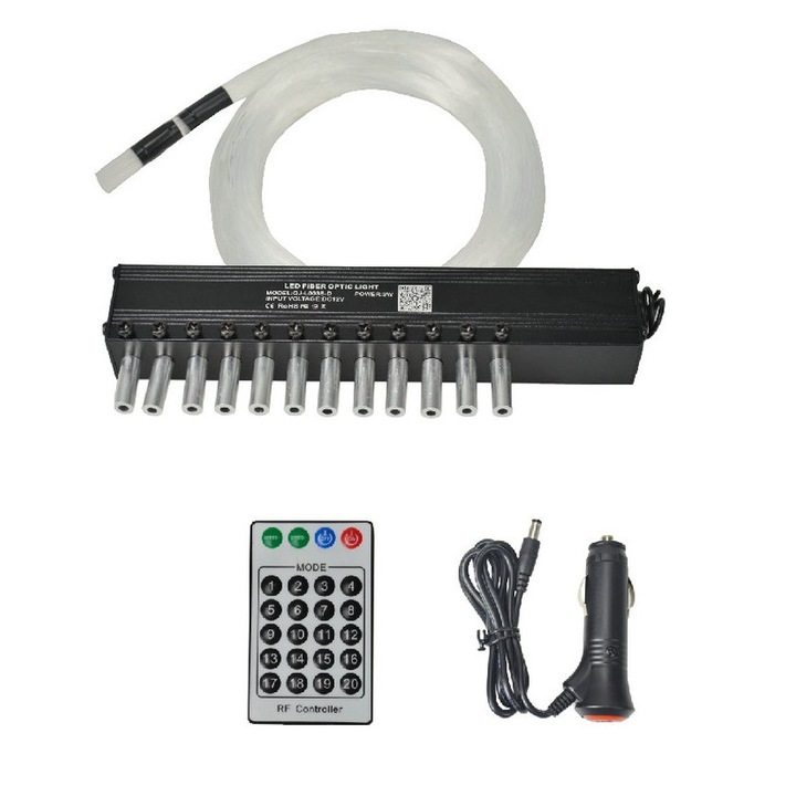 Kit Fibra Optica 3W efect stele cazatoare, Meteorit, Alb, 12 canale, 60 fire la 2M - STAR1