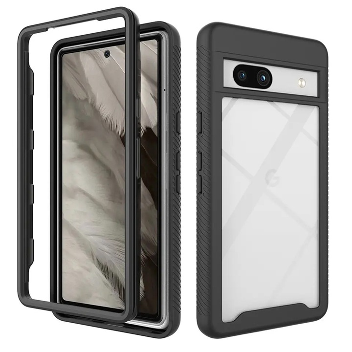 Husa de protectie compatibila cu Google Pixel 7a, PC, Negru