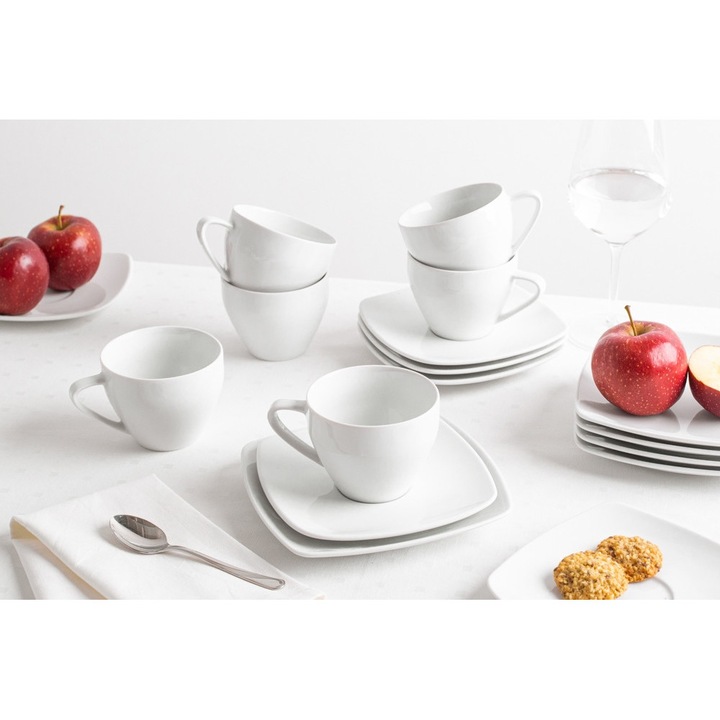 Set cafea 18 piese Maria Paula, Portelan, Alb