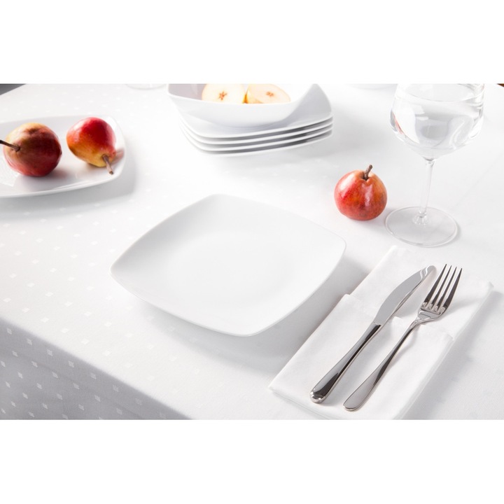 Farfurie patrata pentru desert Maria Paula Moderna, 18 cm, Alb