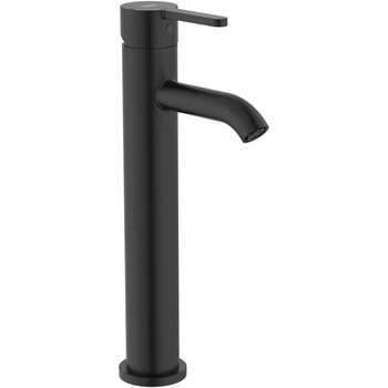 Baterie inalta pentru lavoar Roca Carelia, Cold Start, monocomanda, fara ventil, Negru mat