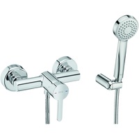 Baterie dus Roca Carelia, monocomanda, para de dus cu suport, furtun 150cm, Crom