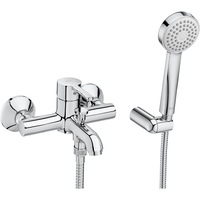 Baterie cada-dus Roca Carelia, divertor automat, monocomanda, cartus ceramic, para de dus cu suport, furtun 170cm, Crom